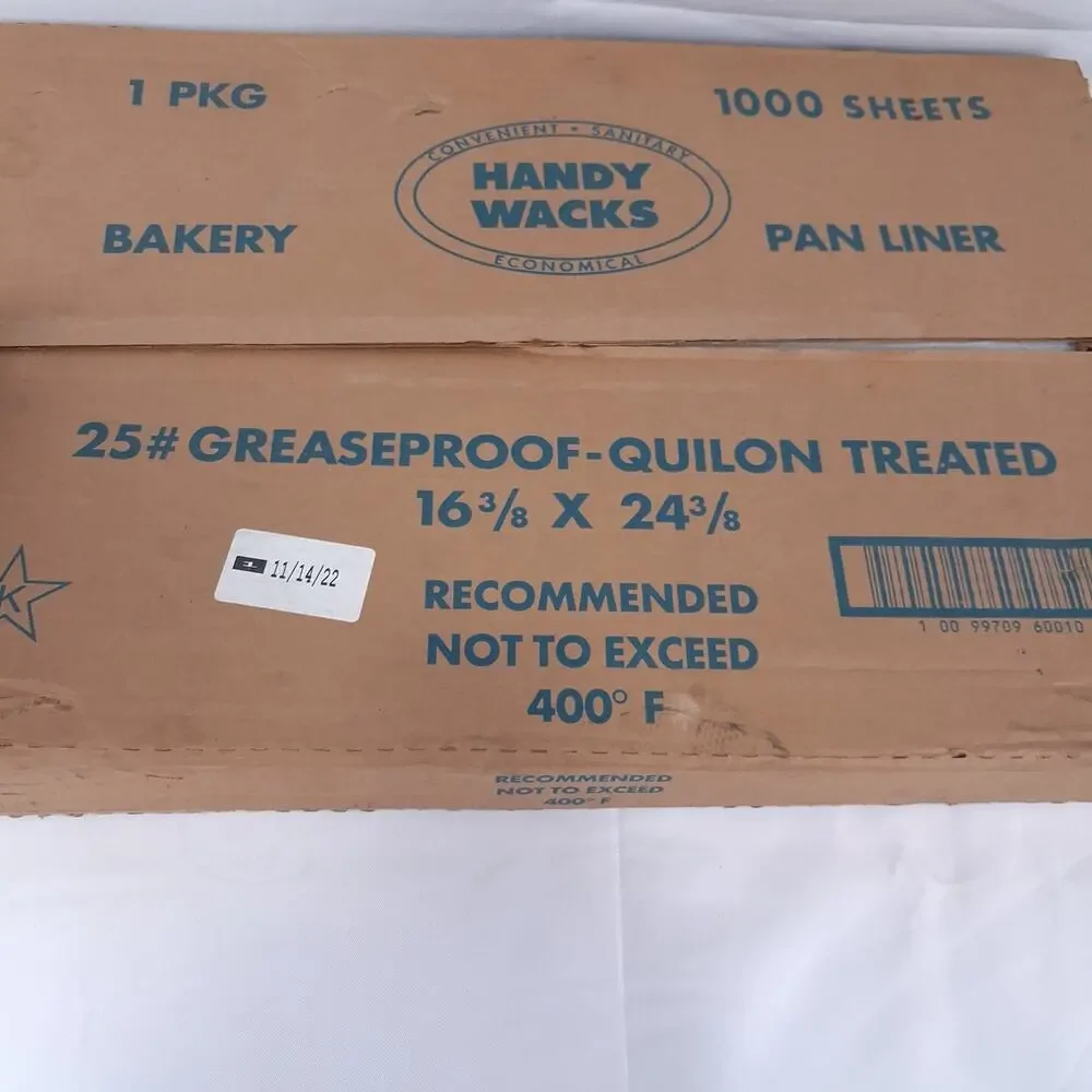 HANDY WACKS 1000 Sheets 16 3/8x24 3/8 Quilon Greaseproof Pan Liners Bakery 400F